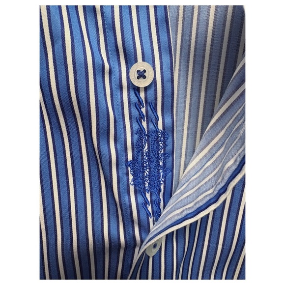 Robert Graham Striped Paisley Flip Cuff Button Down Dress Shirt Size XL - Picture 8 of 10